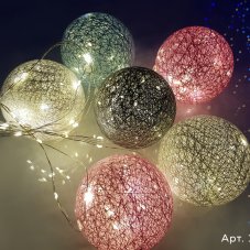 Гирлянда Нить/Шарики 10см, эффект росы, без переходника, постоянное свечение Тёплый белый цвет 3м