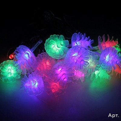 Гирлянда Нить/Шишка мягк. RGB цвет 4м