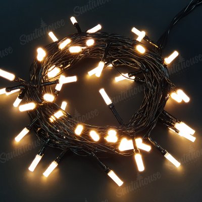 Гирлянда нить, чёрный ПВХ провод, Тёплый белый, 15м., IP44
