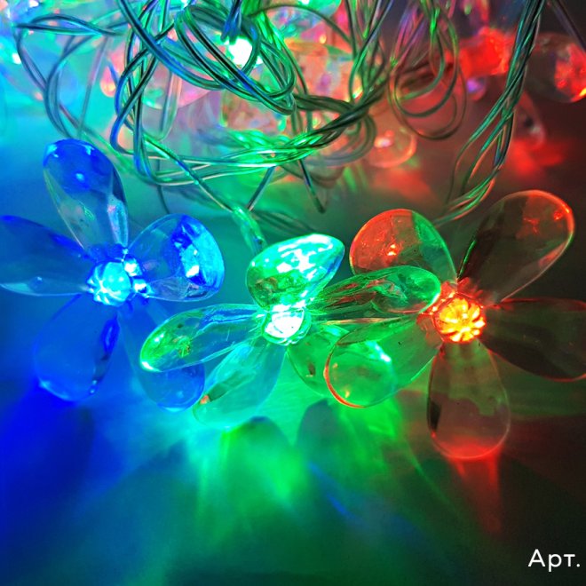 Гирлянда Нить/Ромашка, с переходником, без режимов, динамика RGB цвет 4м Гирлянда Нить/Ромашка, с переходником, без режимов, динамика RGB цвет 4м