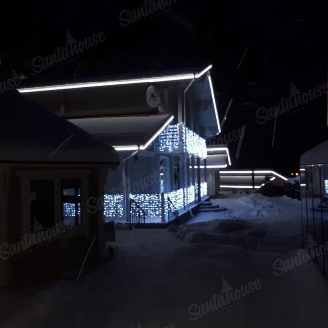 Бахрома, белый ПВХ провод, 3х0,7м., холодный белый + холодный белый, IP54 Бахрома, белый ПВХ провод, 3х0,7м., холодный белый + холодный белый, IP54