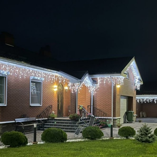 Бахрома ,12х0,7м., белый ПВХ провод, холодный + холодный белый Бахрома ,12х0,7м., белый ПВХ провод, холодный + холодный белый